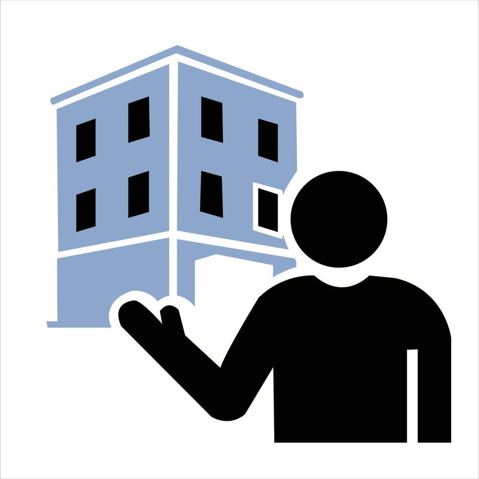 Real Estate Agent Icon man with building vector