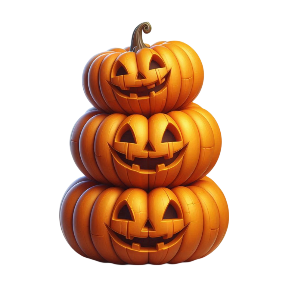 Glowing Halloween Stacked Pumpkins png