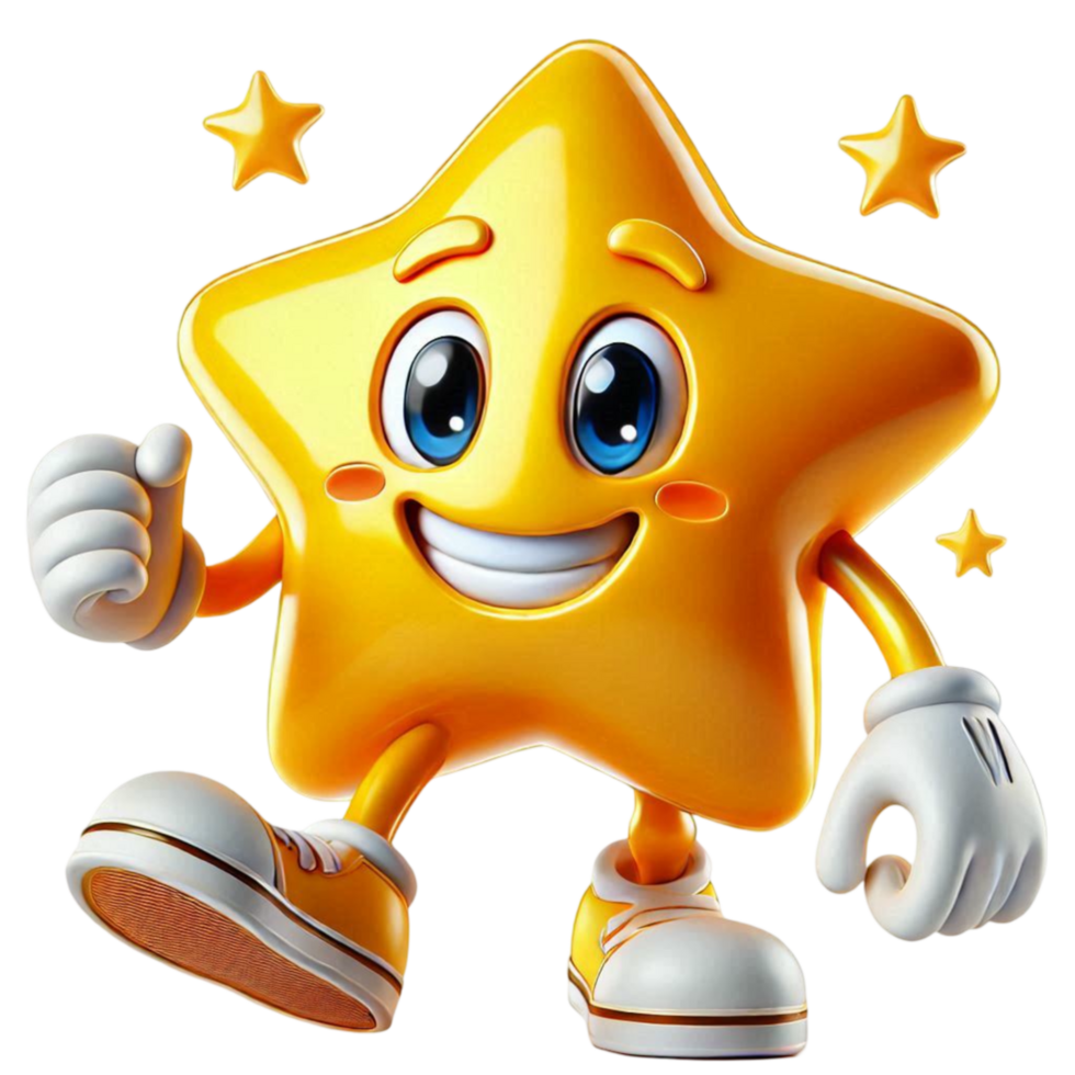 Happy Cartoon Star Character Giving a Thumbs Up png