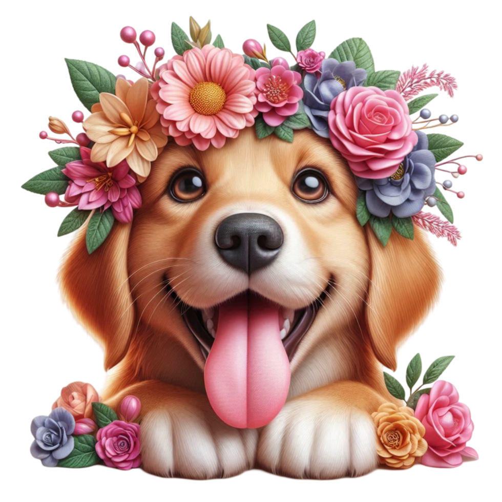 Floral Beagle Dog png