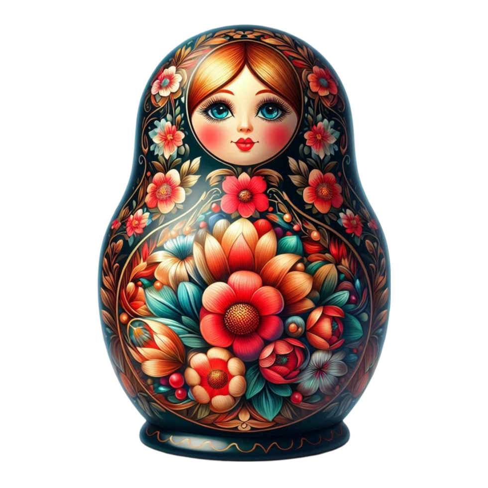 Russian Nesting Doll with Flowers png