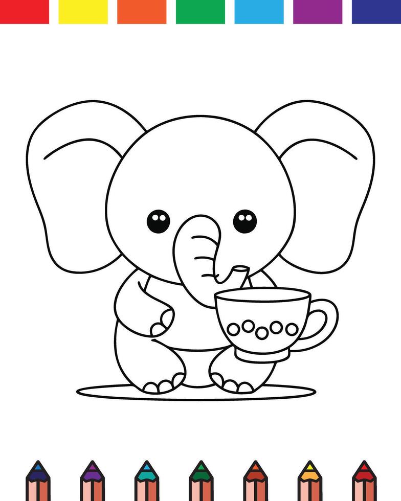 Coloring pages for kids elephant coloring pages vector