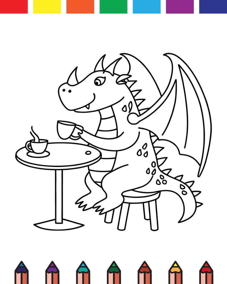 Coloring pages for kids dragon coloring pages vector