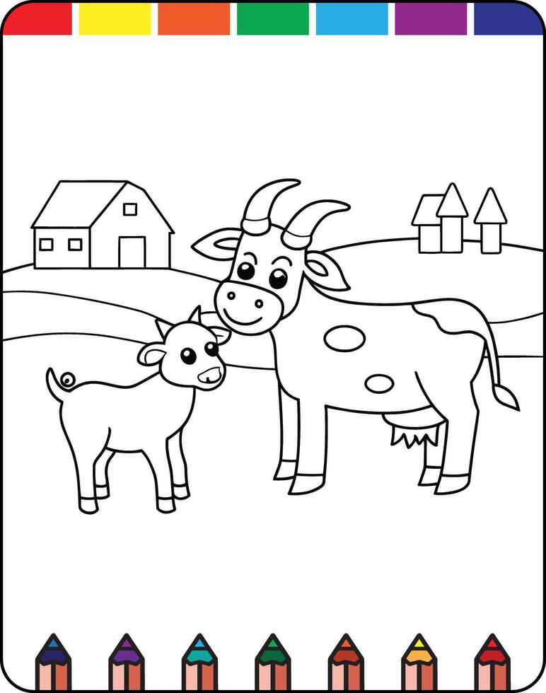 Coloring pages for kids with animals vector