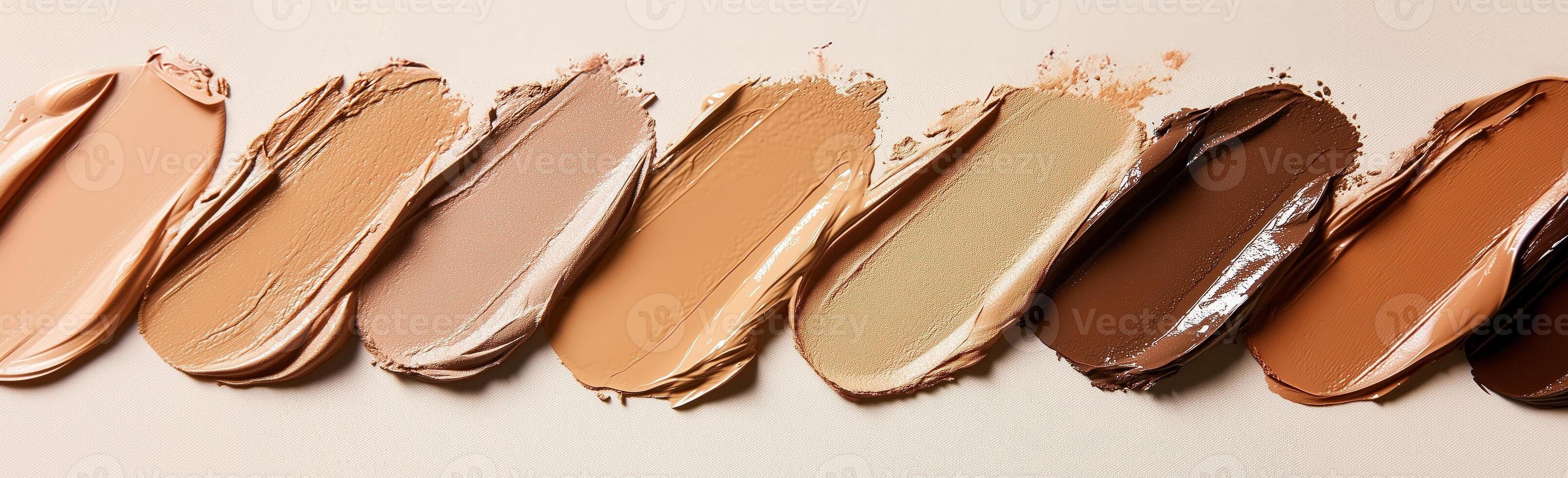 Foundation shades for various skin tones, rich pigmentation, smooth texture, makeup samples photo