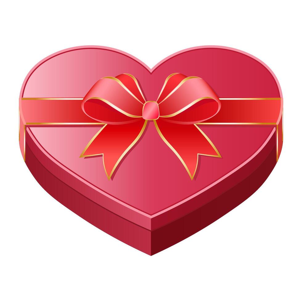 Red heart gift box icon with red bow vector