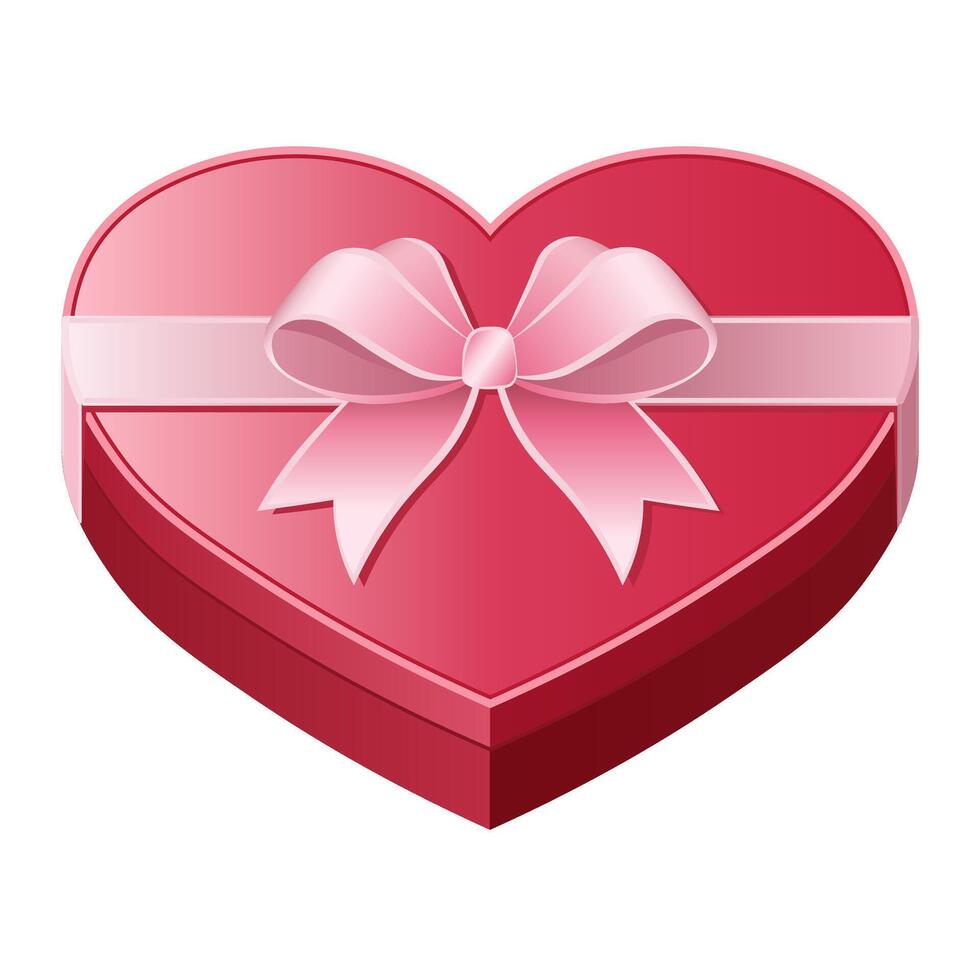 Red heart gift box icon with pink bow vector