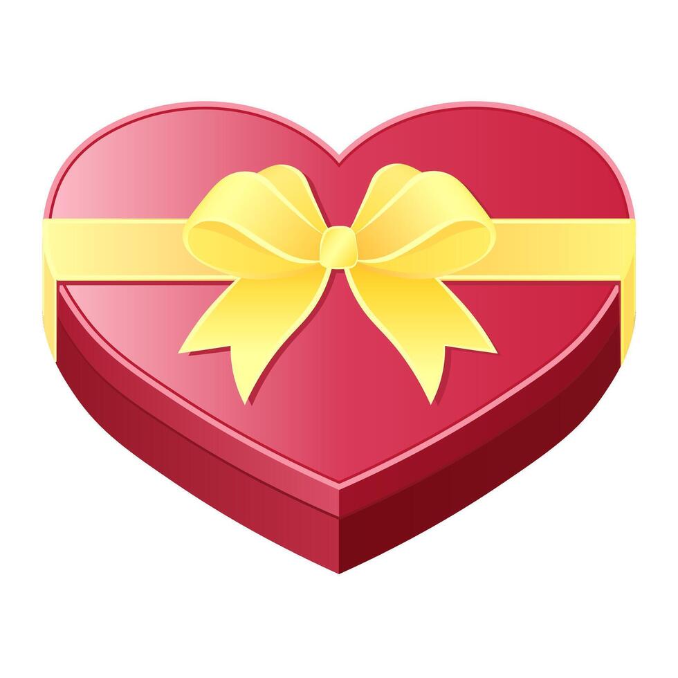 Red heart gift box icon with yellow bow vector