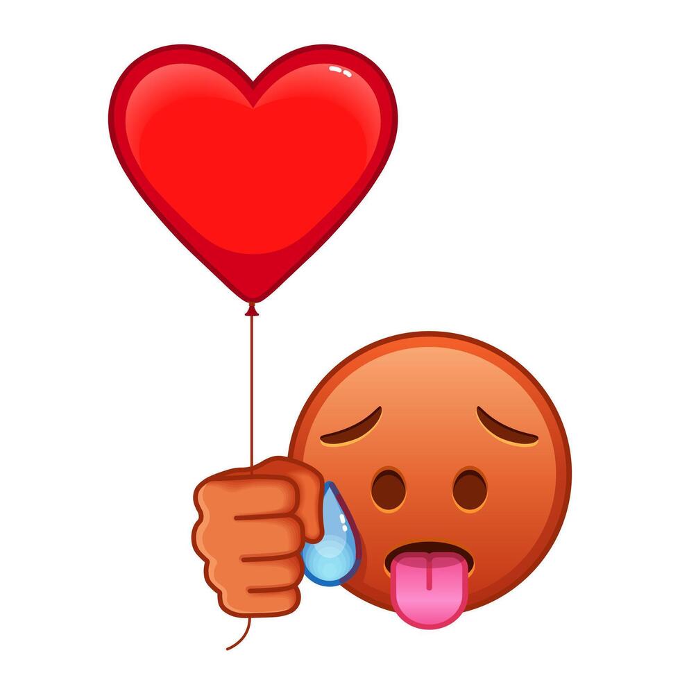 Sweaty face with red heart baloon vector