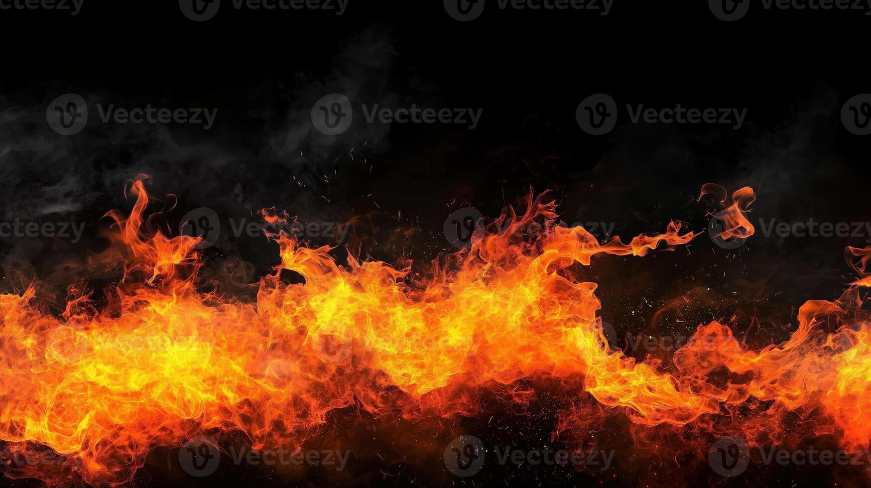 Intense flames, vivid orange and red hues on a dark background, heat and energy photo
