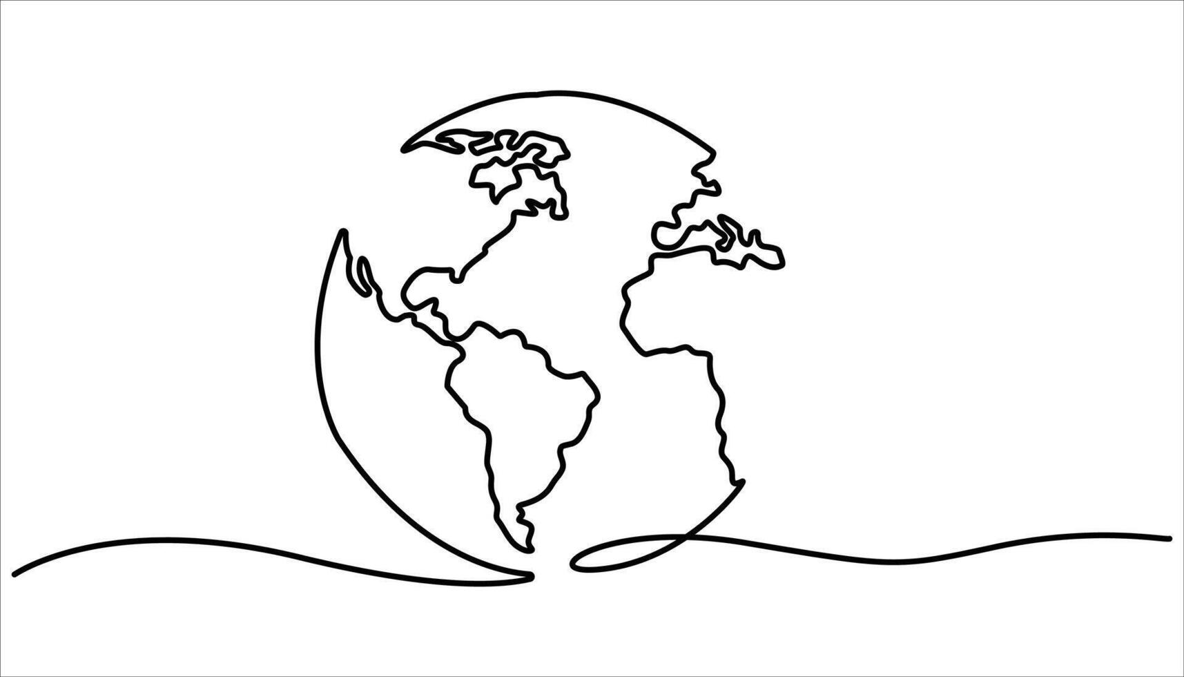 Earth globe one line drawing. World map and travel concept in simple linear style. Globe, planet earth icon vector