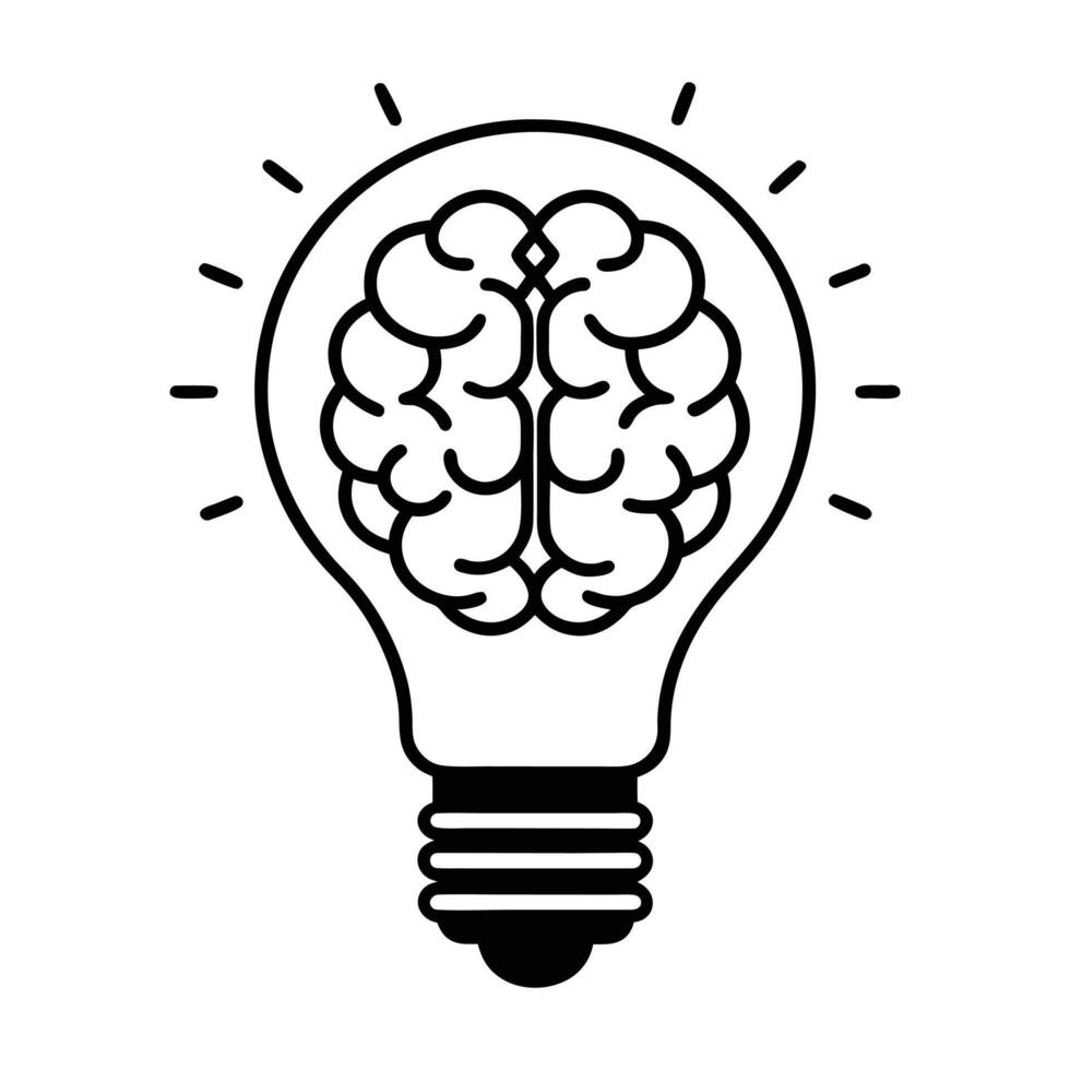 light bulb with brain vector