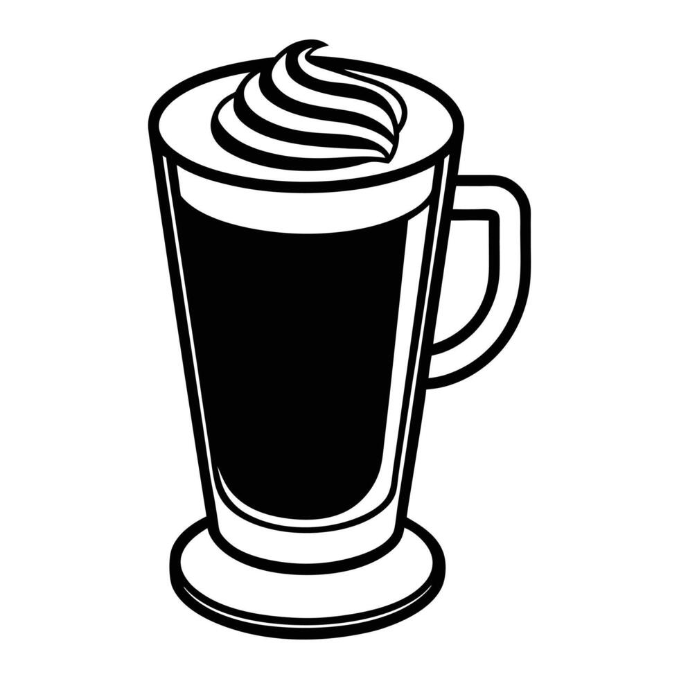 latte glass silhouette vector