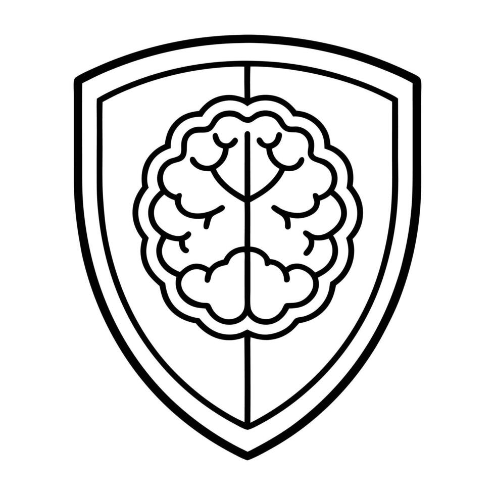 shield logo with a black brain at its core vector