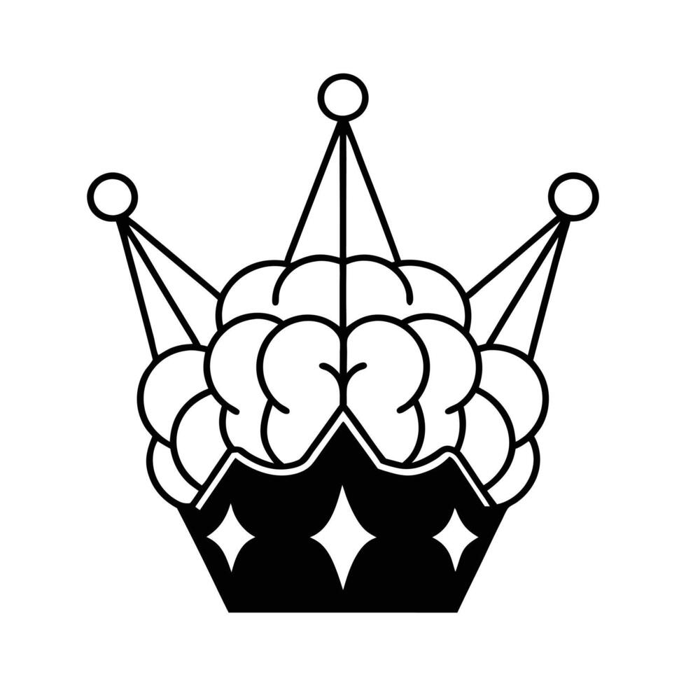 a minimal black crown with a brain as the central vector