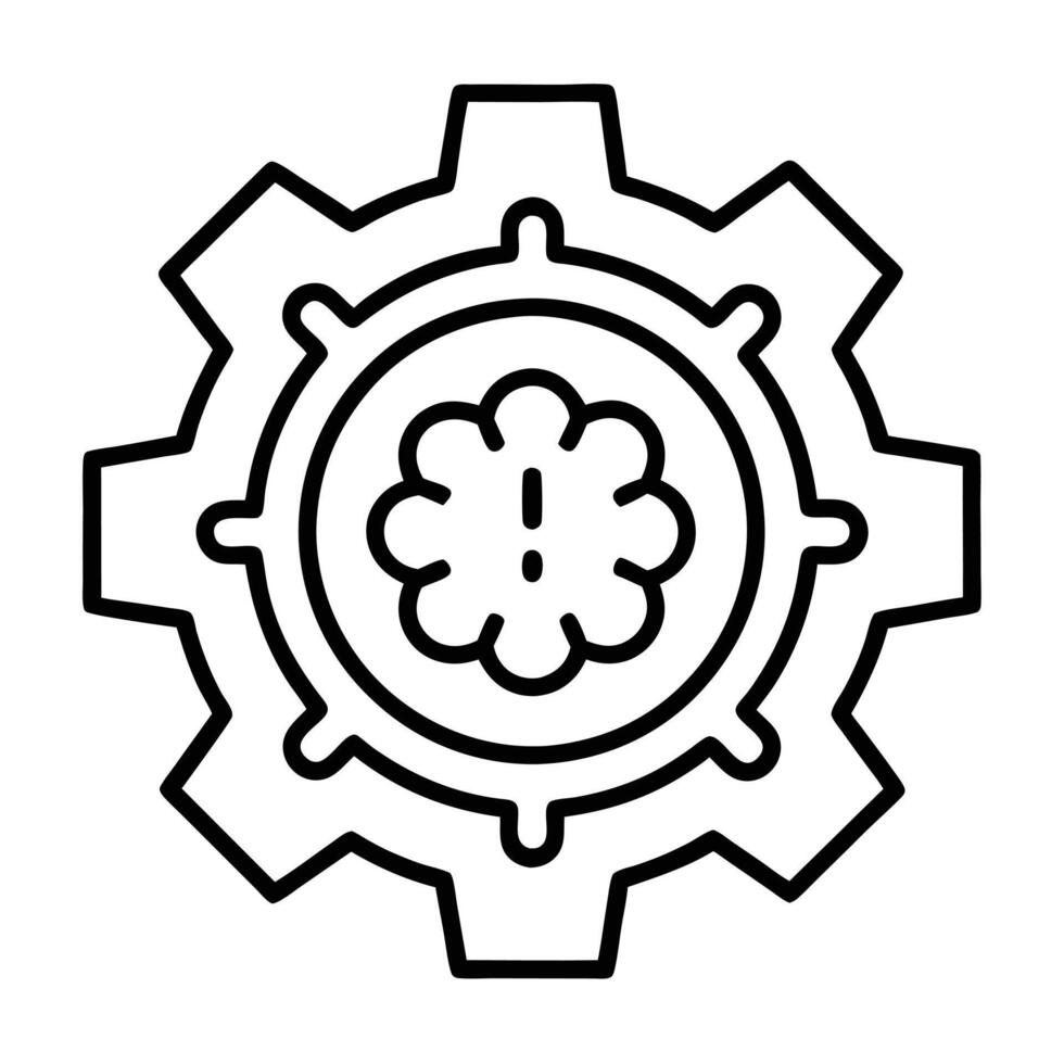 Minimalist Black Gear with a Glowing Brain Futuristic AI and Innovation Concept vector