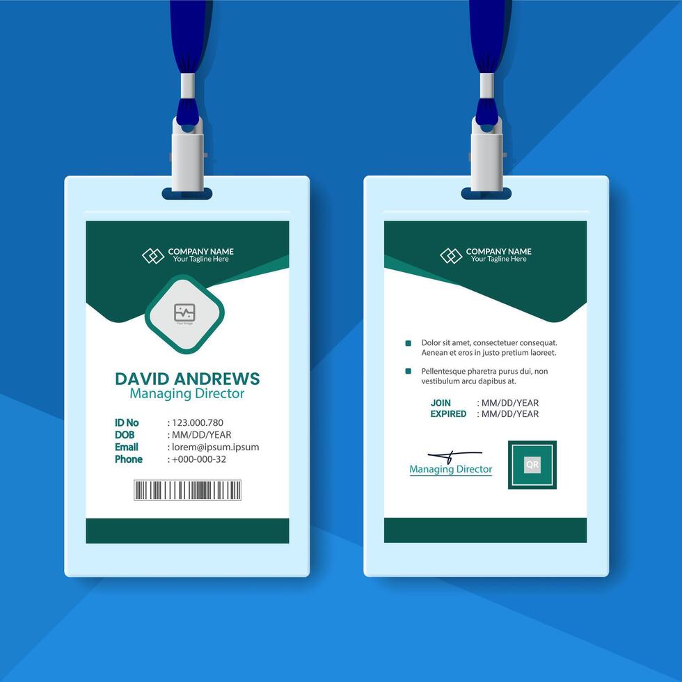 Modern company employee id card template vector