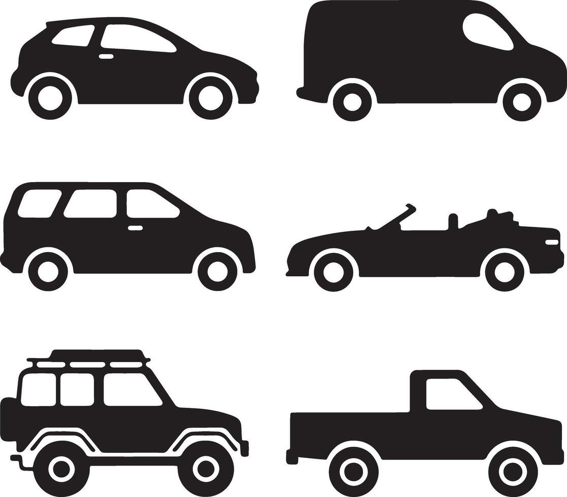 Nice Car Silhouettes in Flat Black Design vector