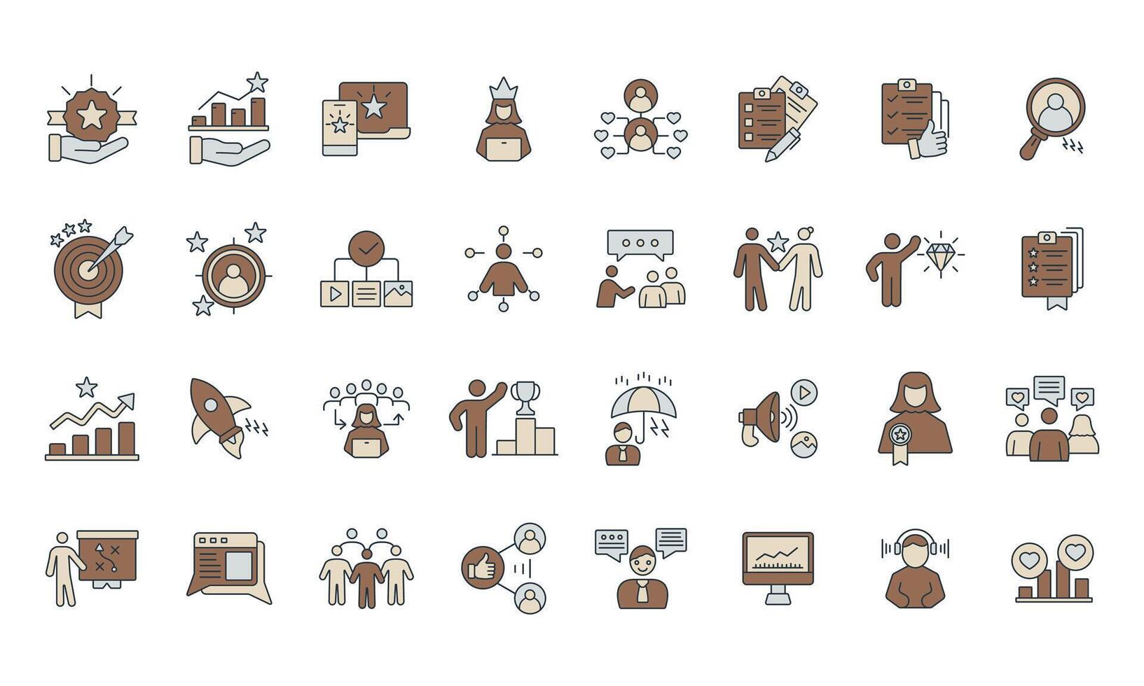 Community Manager activities icons set vector