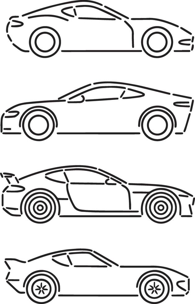 Four Car Silhouettes in Flat Black Design vector