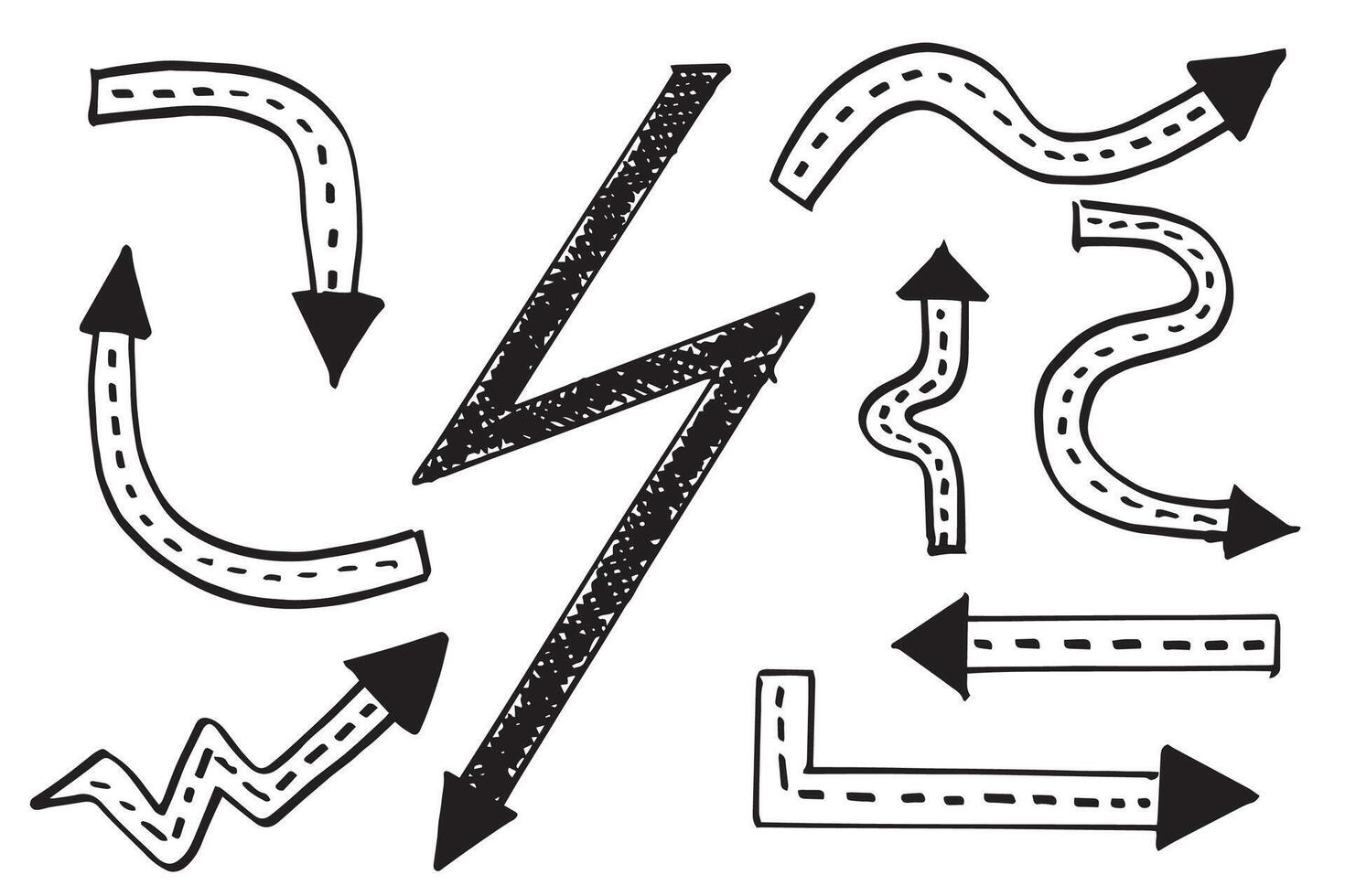 hand drawn arrow in different style vector