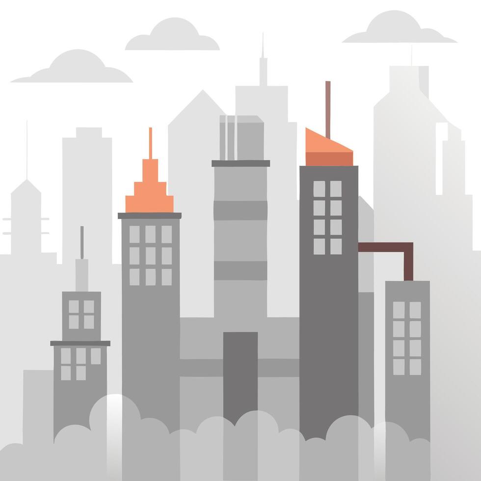 Abstract Modern City Skyline with foggy vector