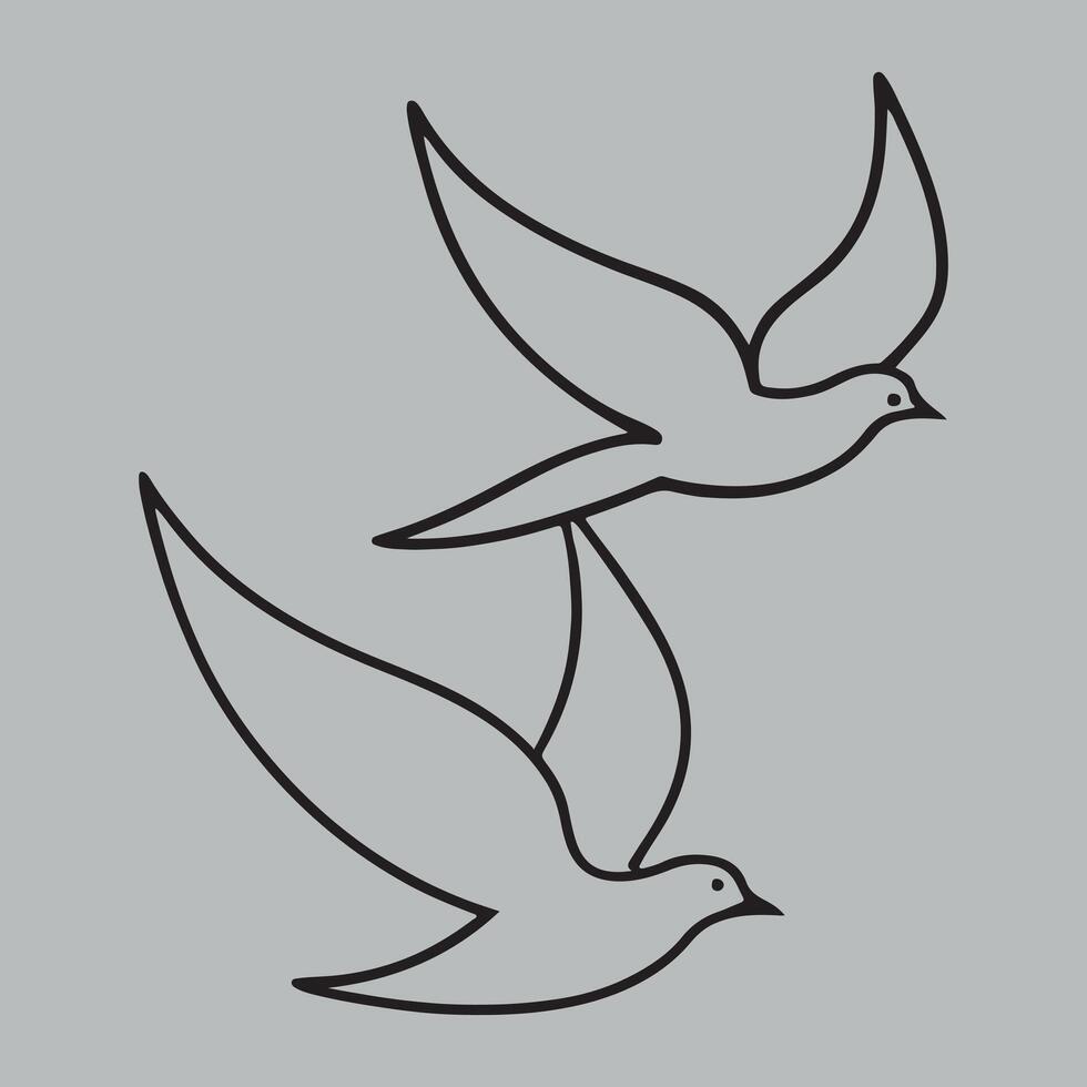 Creative line art bird silhouette design vector