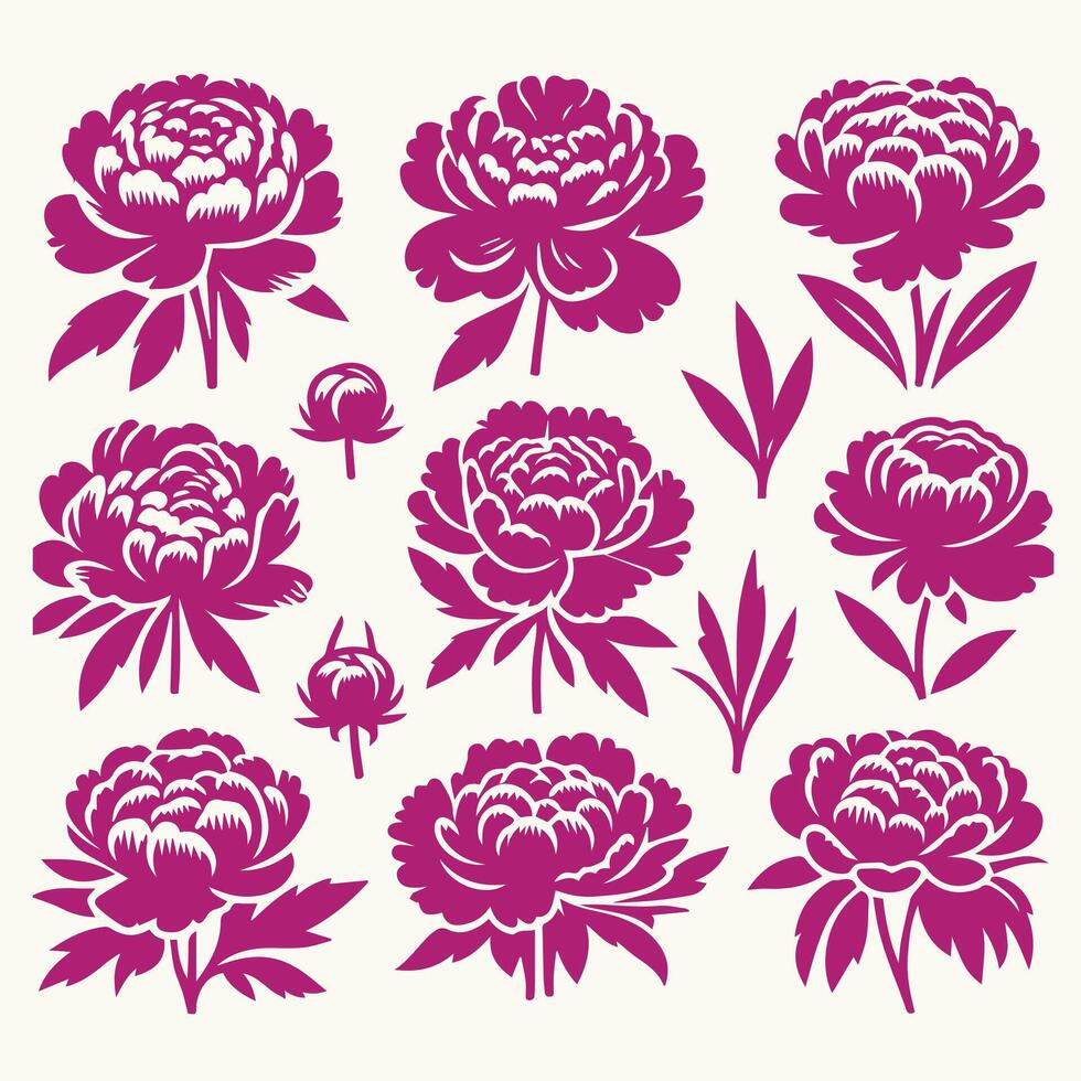 Creative silhouette Flower outline set design on a white background vector