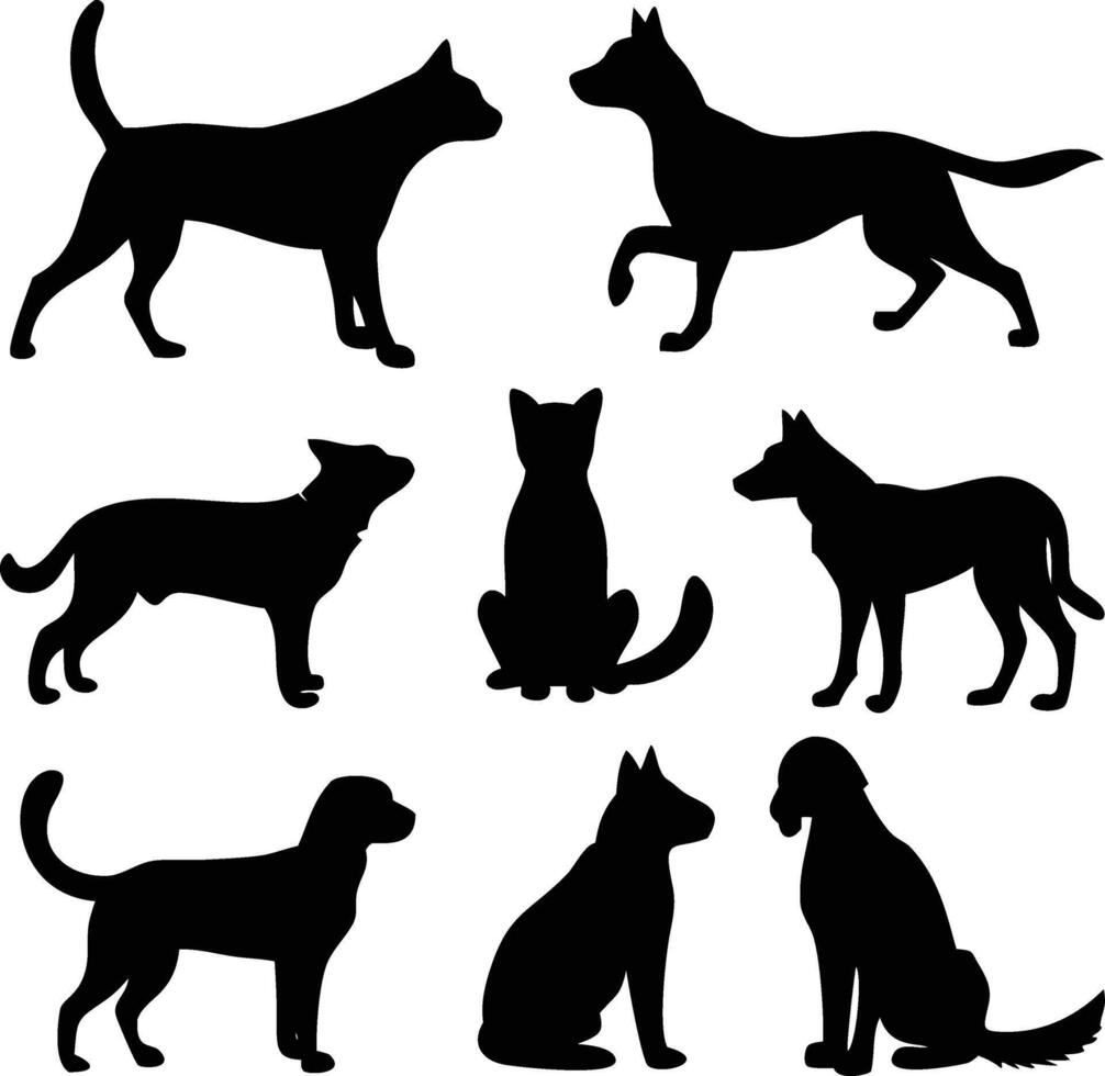 Creative set of an dog silhouette design on white background vector