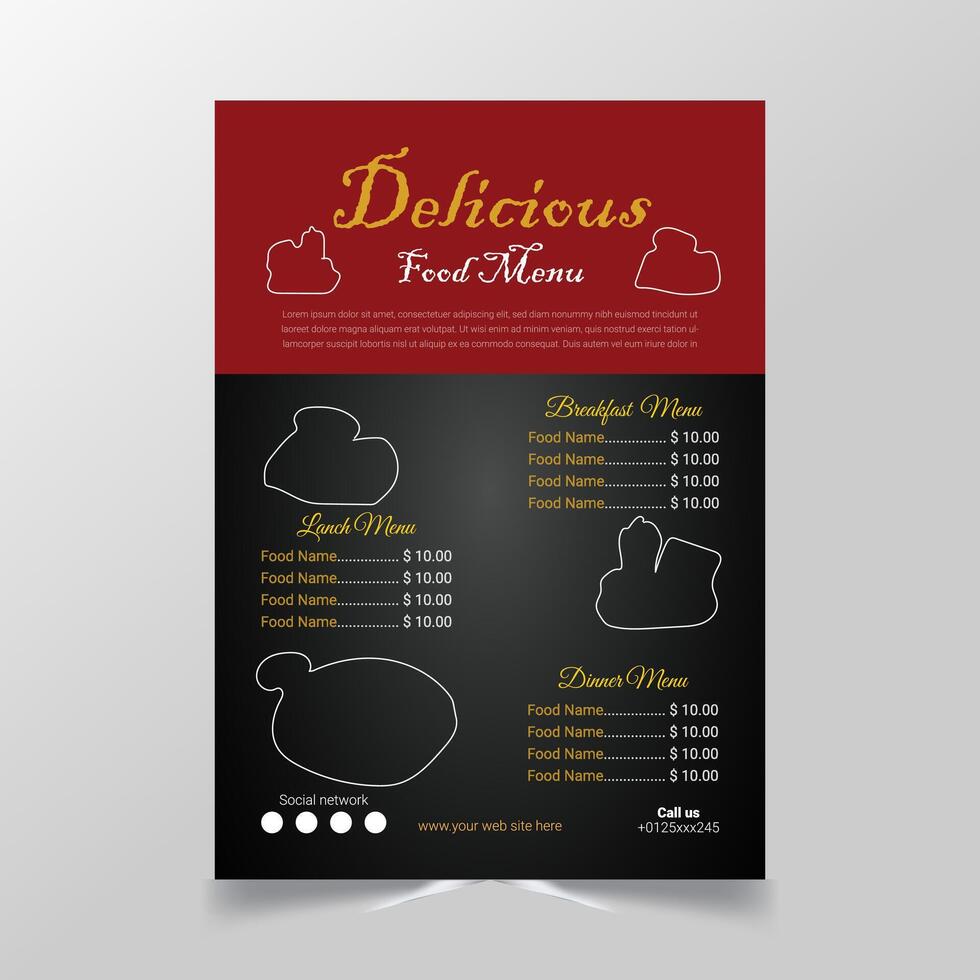 a menu design for a restaurant with a blackboard vector