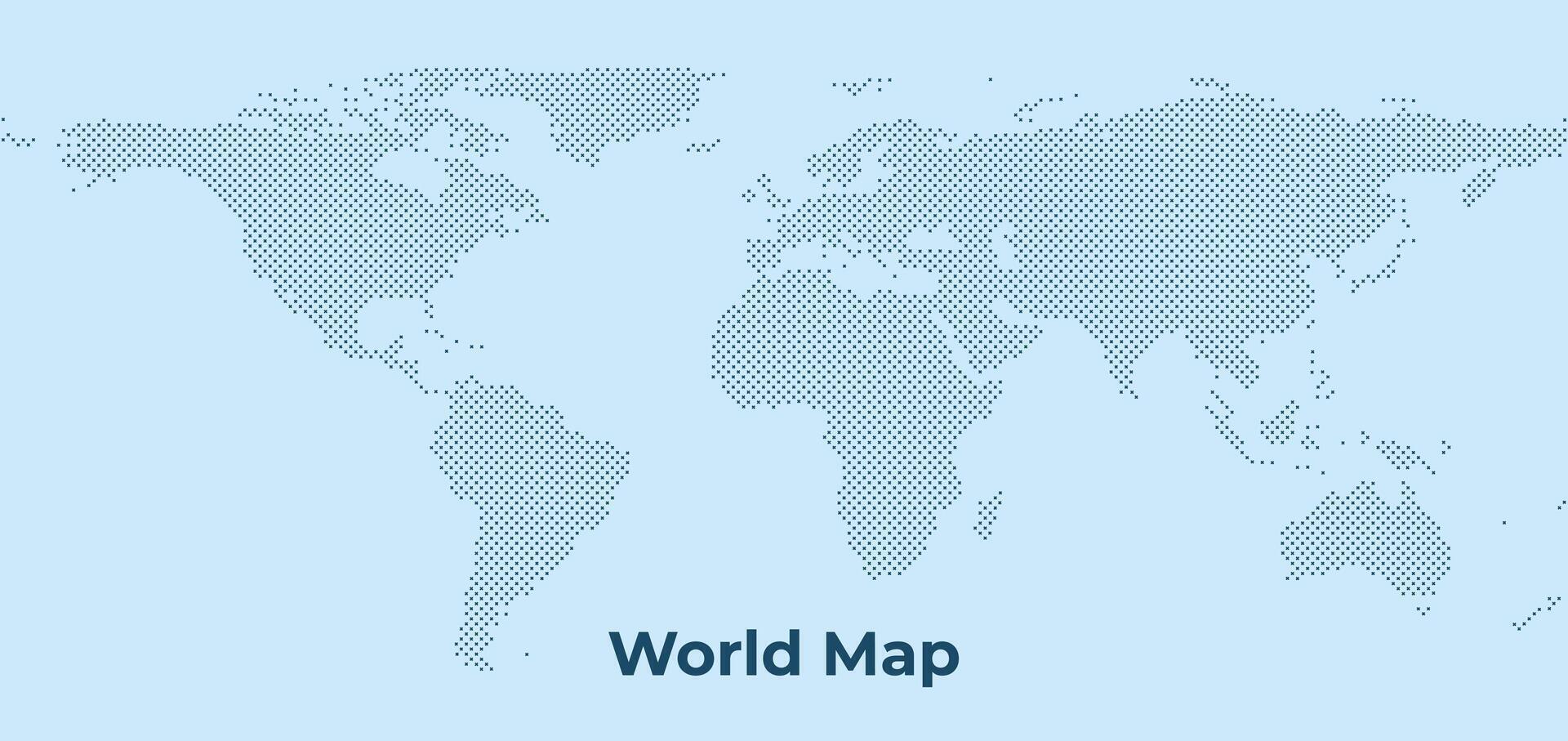 World Map Background with cross Pattern - Global Dotted Design vector