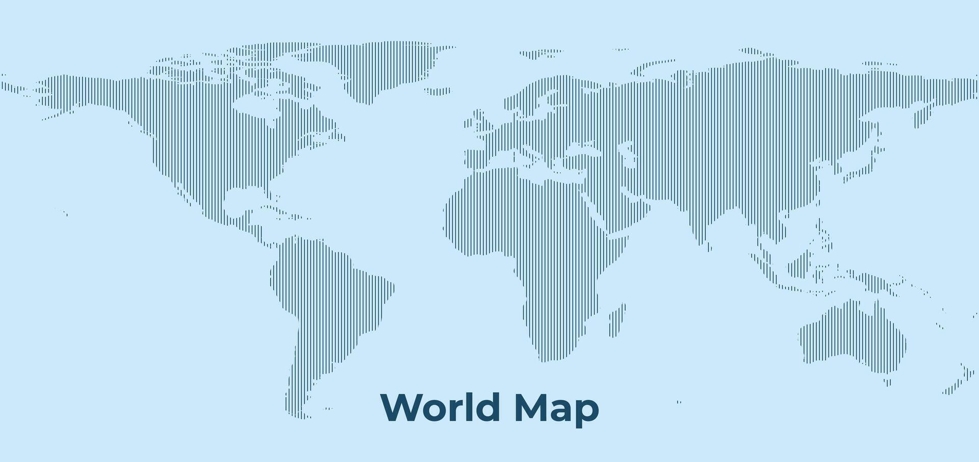 World Map Background with horizontal line Pattern - Global Dotted Design vector