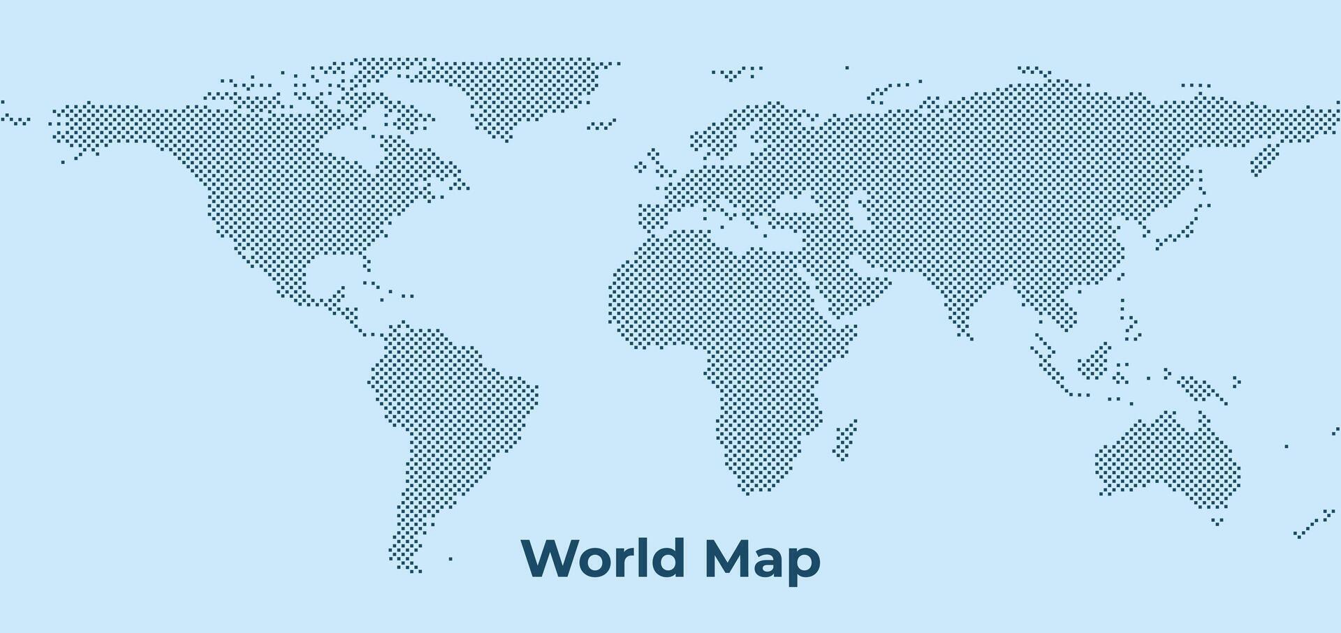 World Map Background with Square Pattern - Global Dotted Design vector