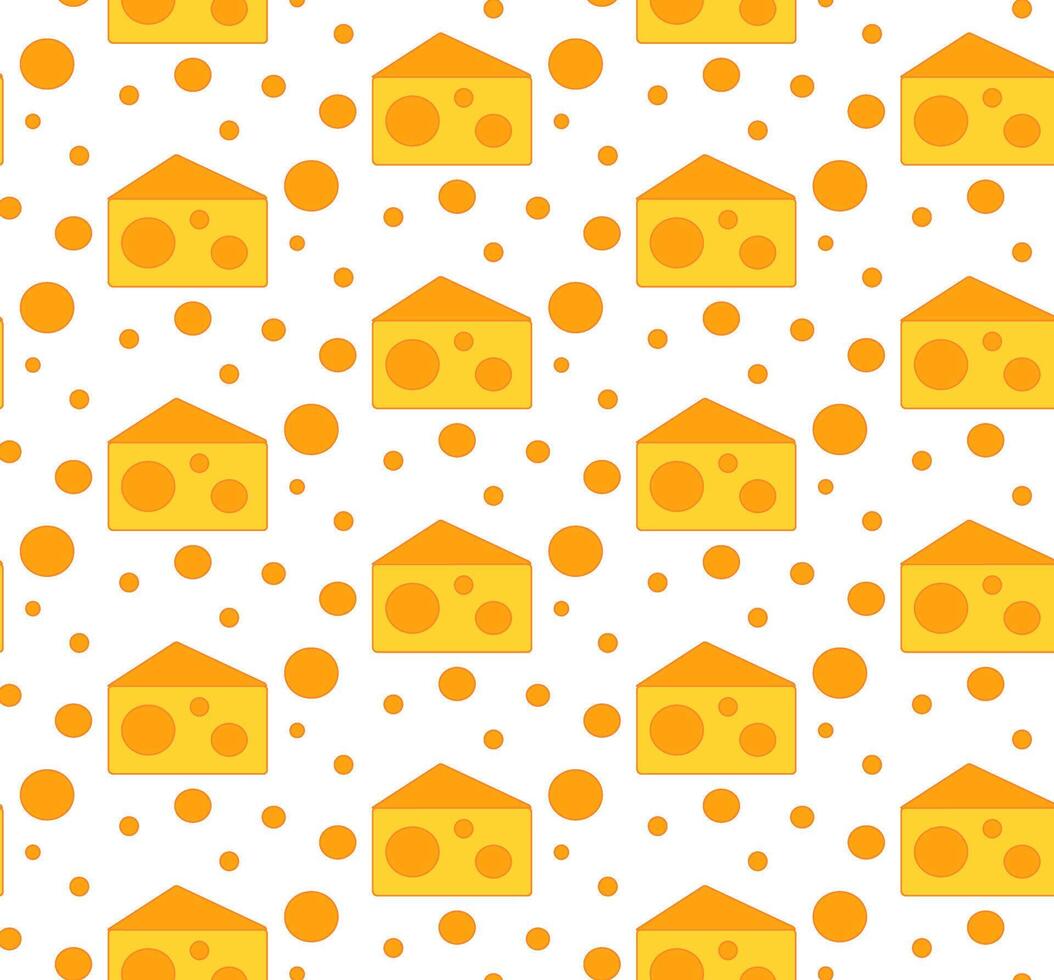 Cheese seamless pattern. Pieces of yellow cheese, isolated on a white background. Pieces of cheese of various shapes. flat illustration vector
