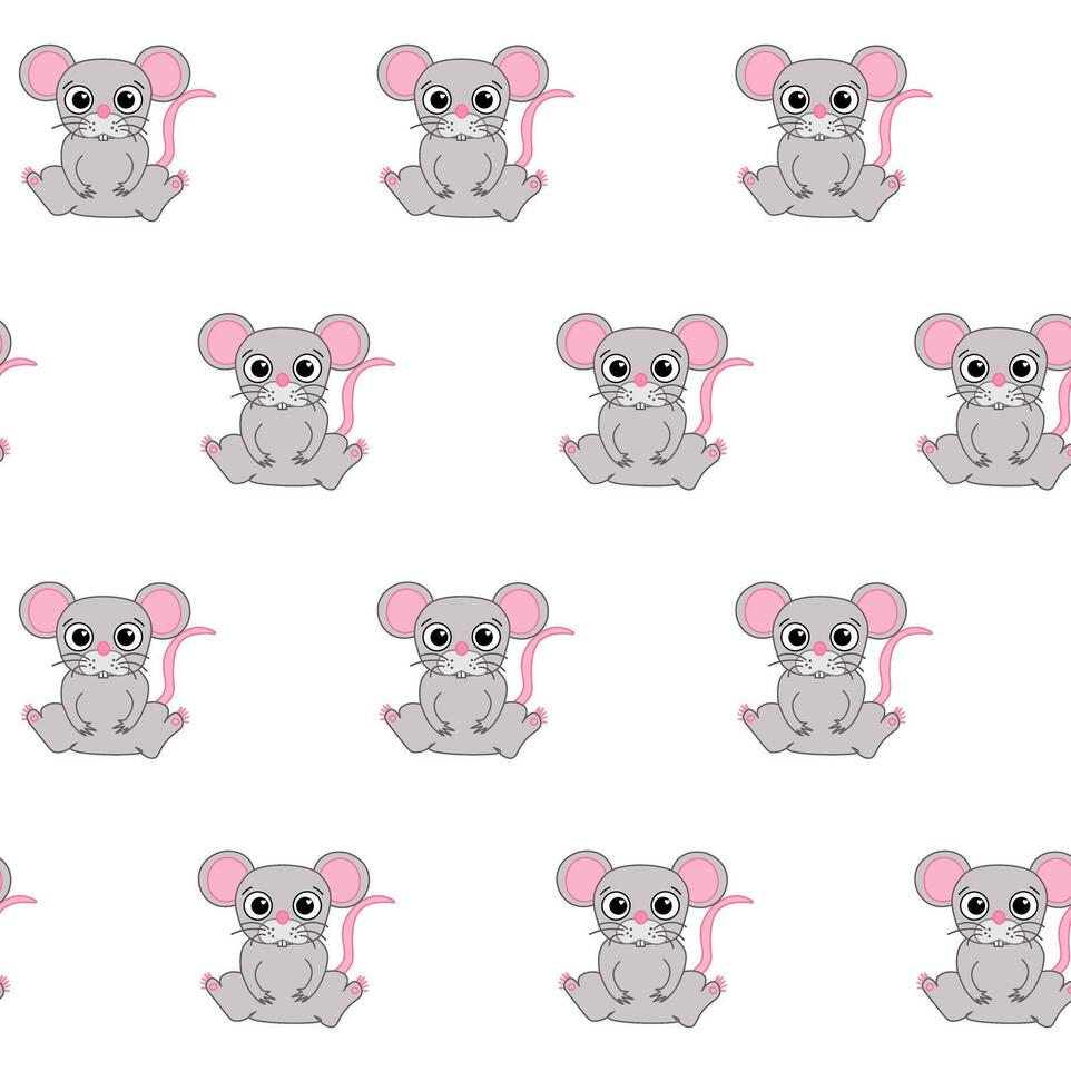 rat mouse seamless pattern cartoon graphic line isolated tile background repeat wallpaper illustration vector