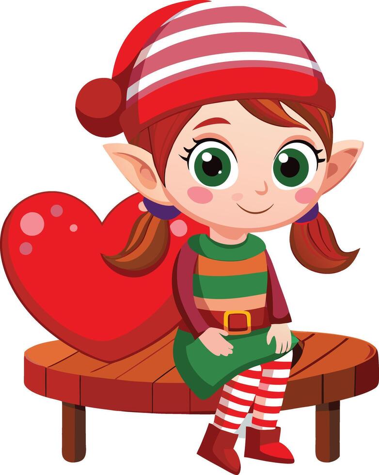 Cute Elf Girl with Heart vector
