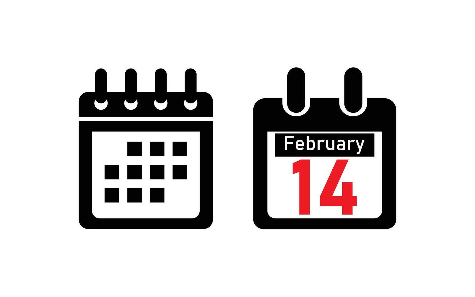 Calendar illustration icon featuring February 14th. vector