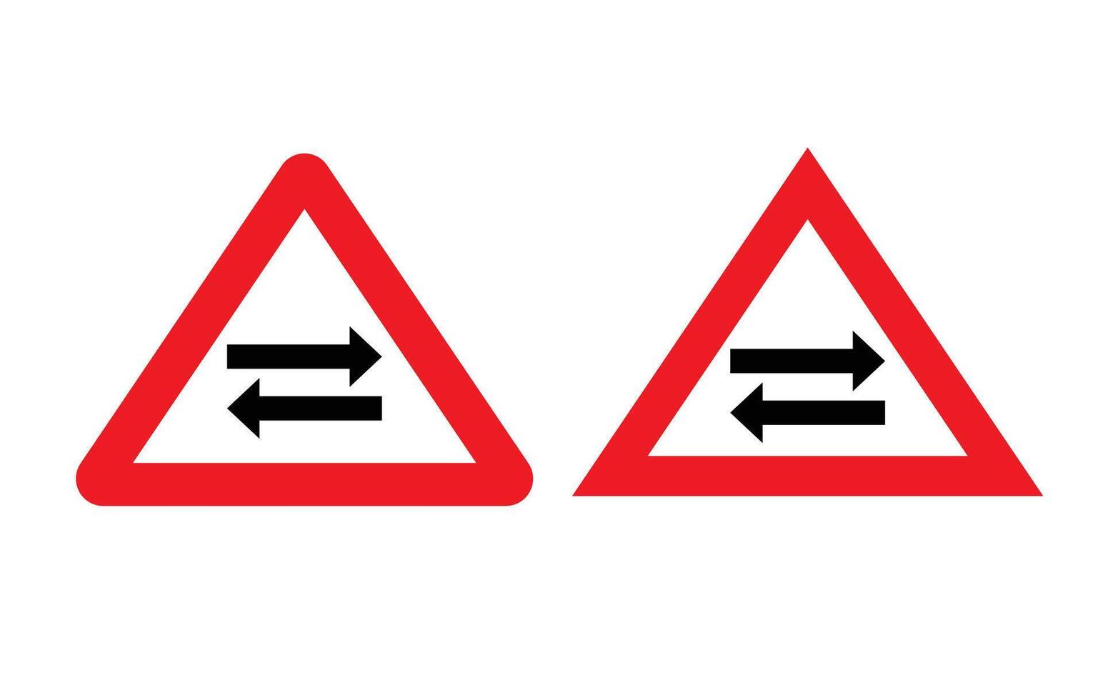 Two-way traffic warning sign graphic. vector