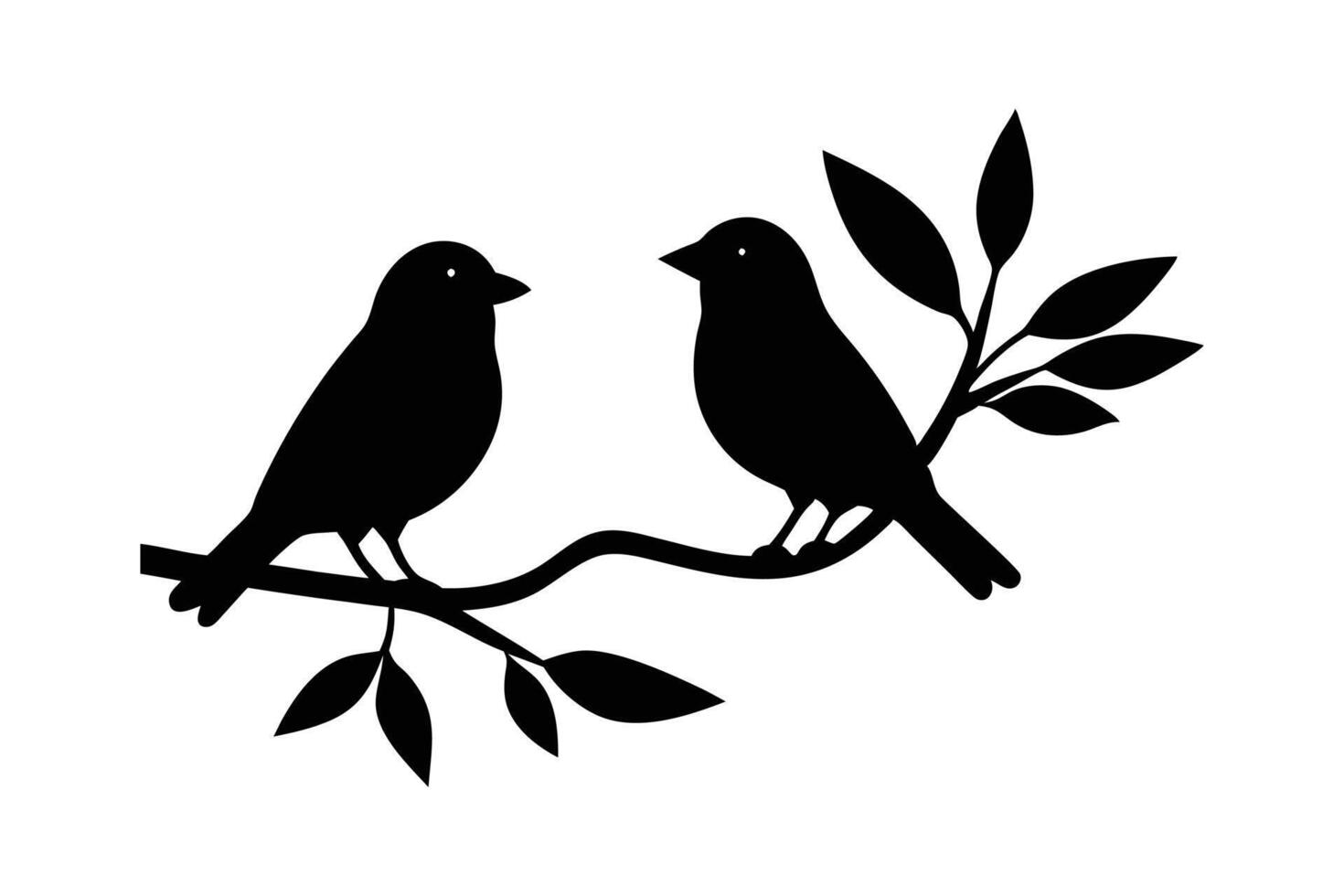 Silhouette illustration of two birds and looking to each other vector