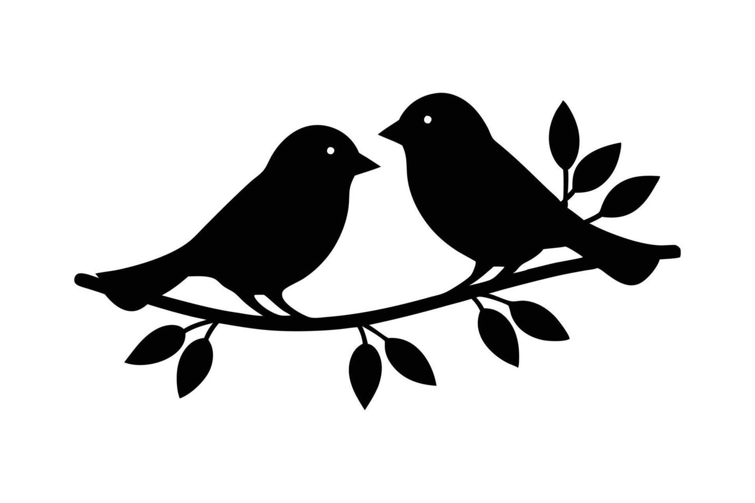 Silhouette illustration of two birds and facing to other vector
