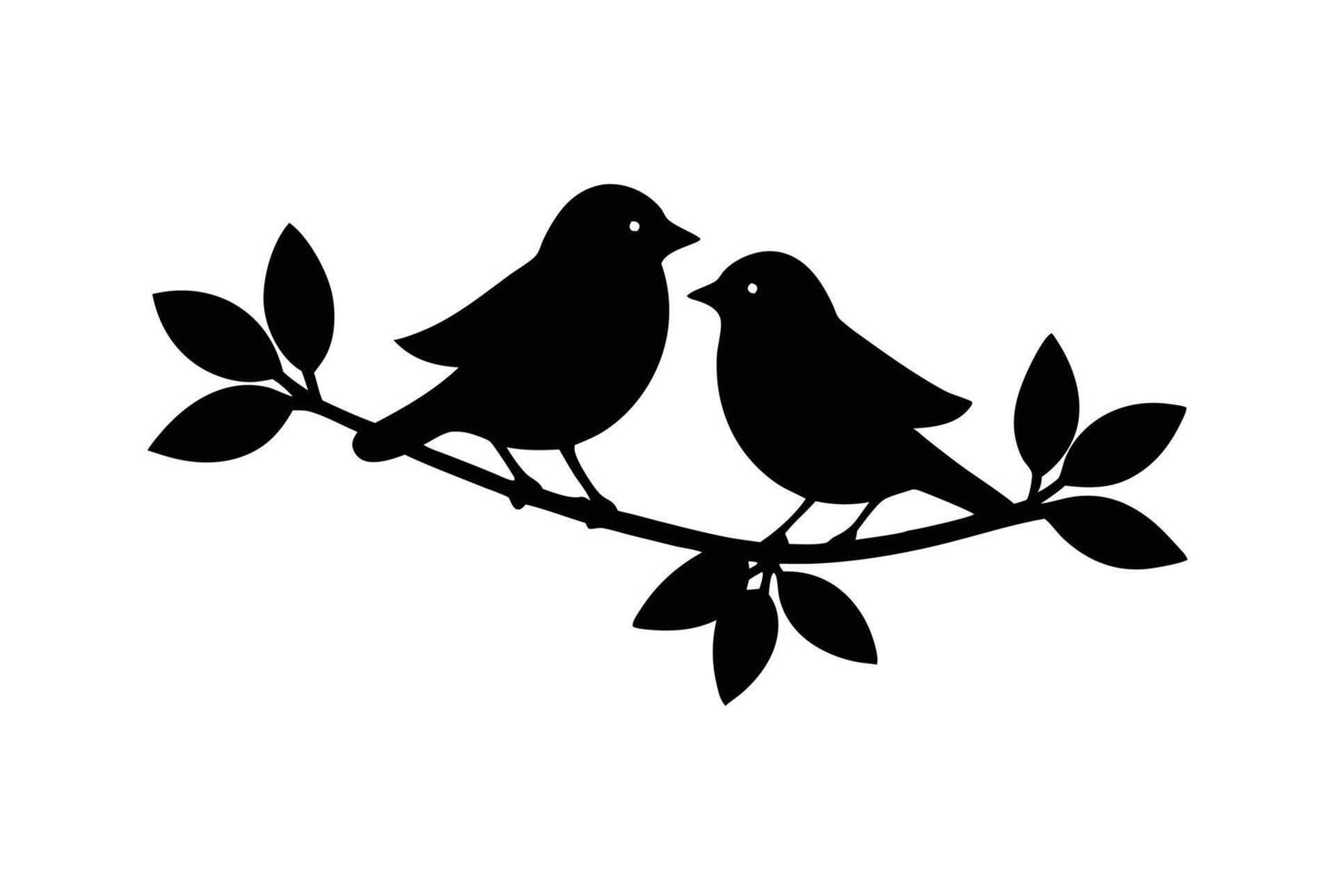 Silhouette illustration of two birds and facing to each other vector