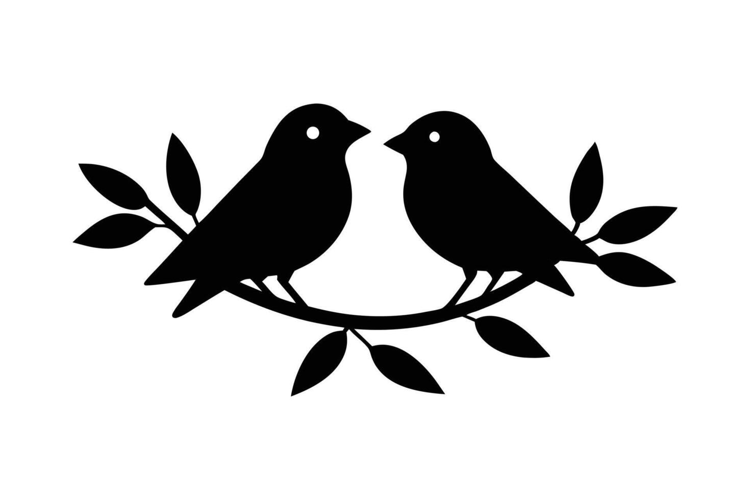 Silhouette illustration art of two birds and looking each other vector