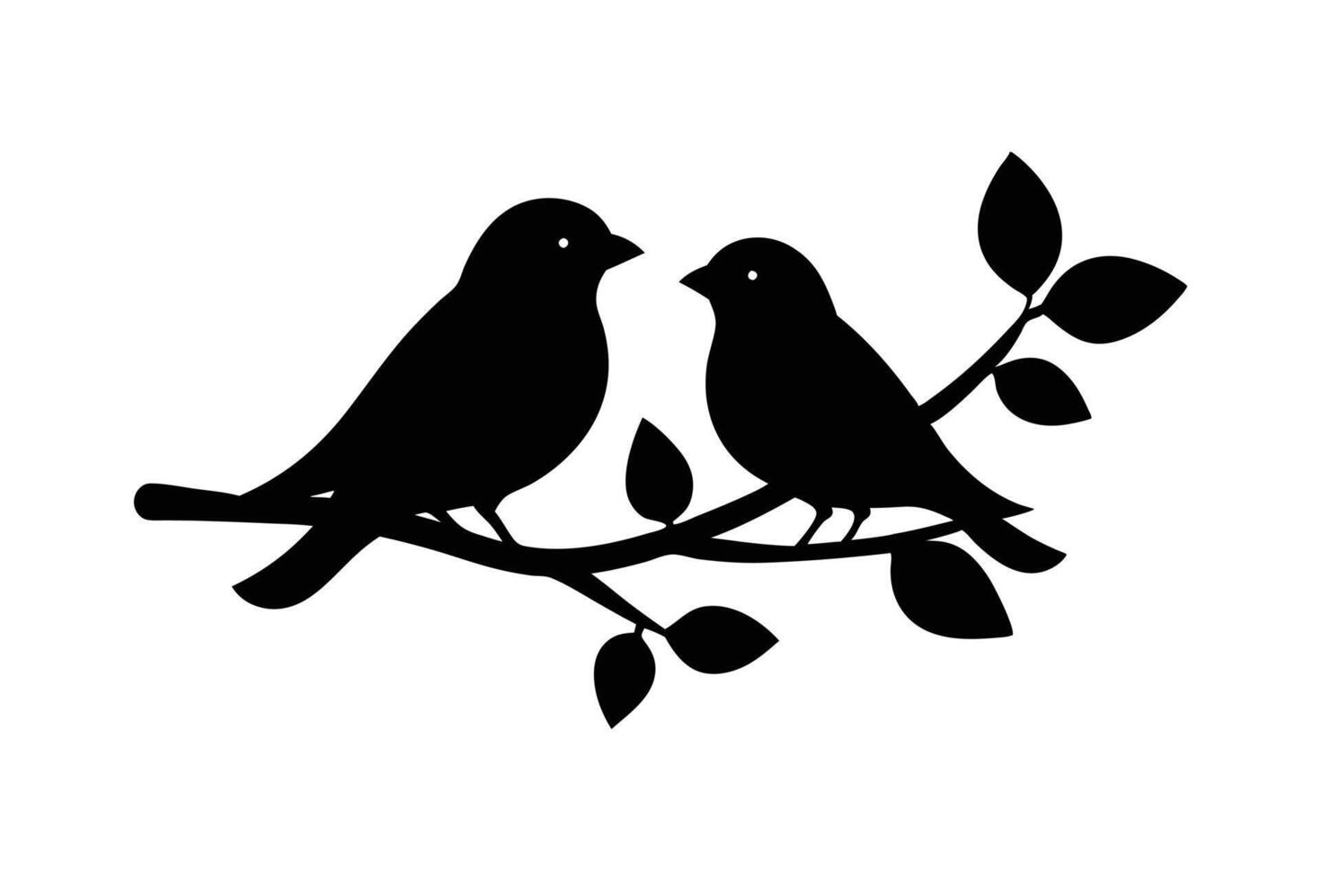 Silhouette illustration of two birds and facing each other vector