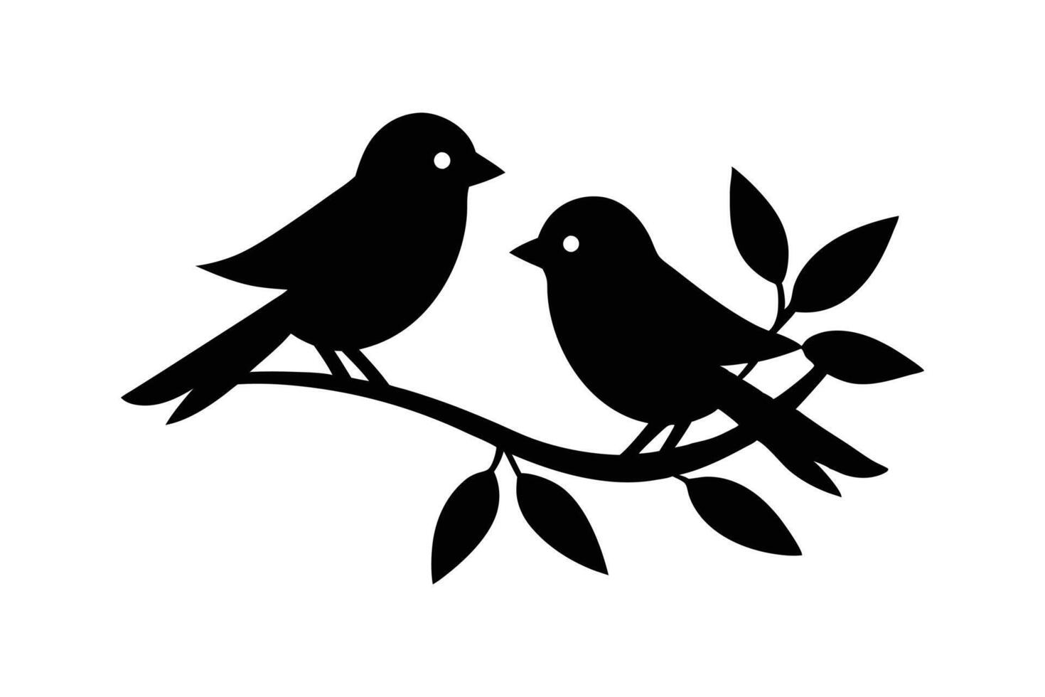 Silhouette illustration of two birds and looking each other vector