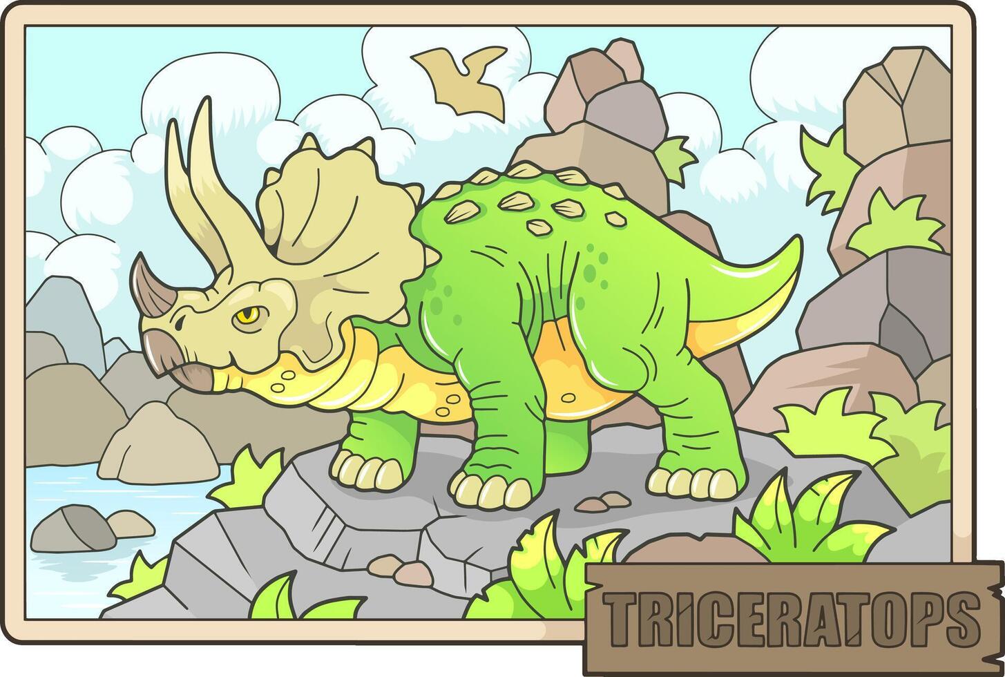 prehistoric dinosaur triceratops, illustration vector