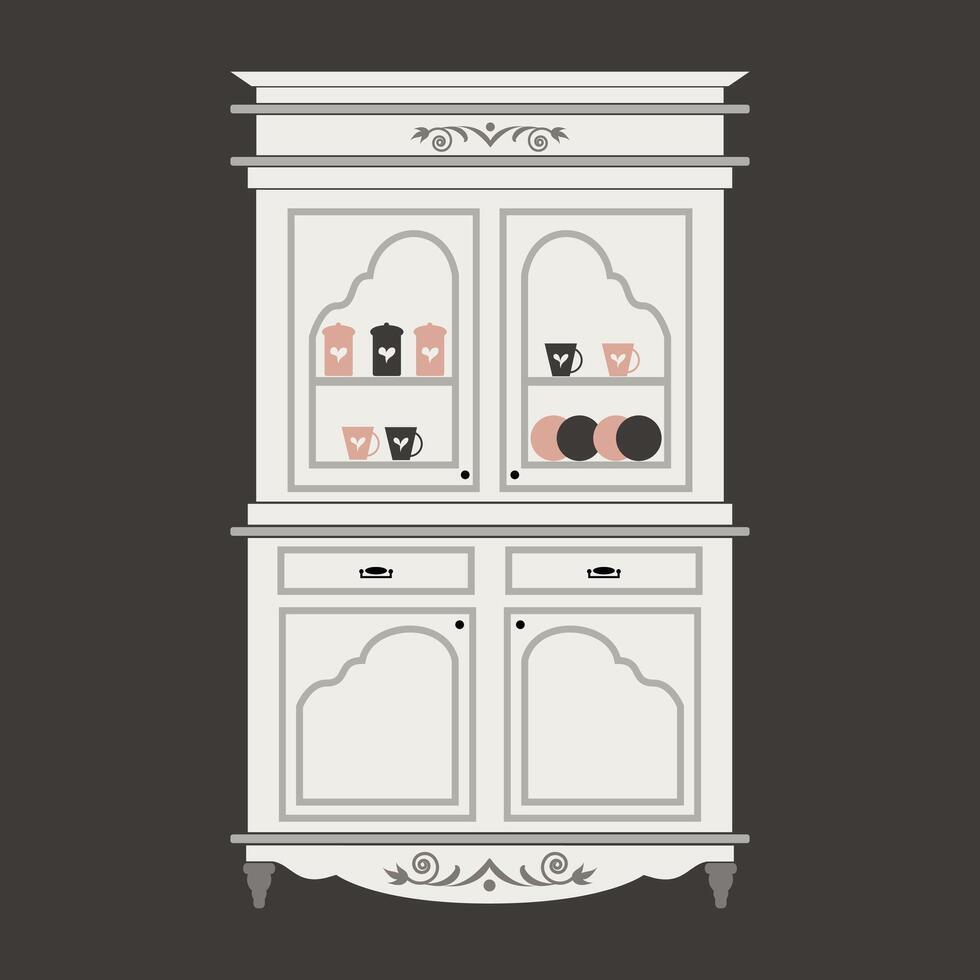 cupboard cute baroque, shabby chic or classic style luxury interior cabinets vintage vector