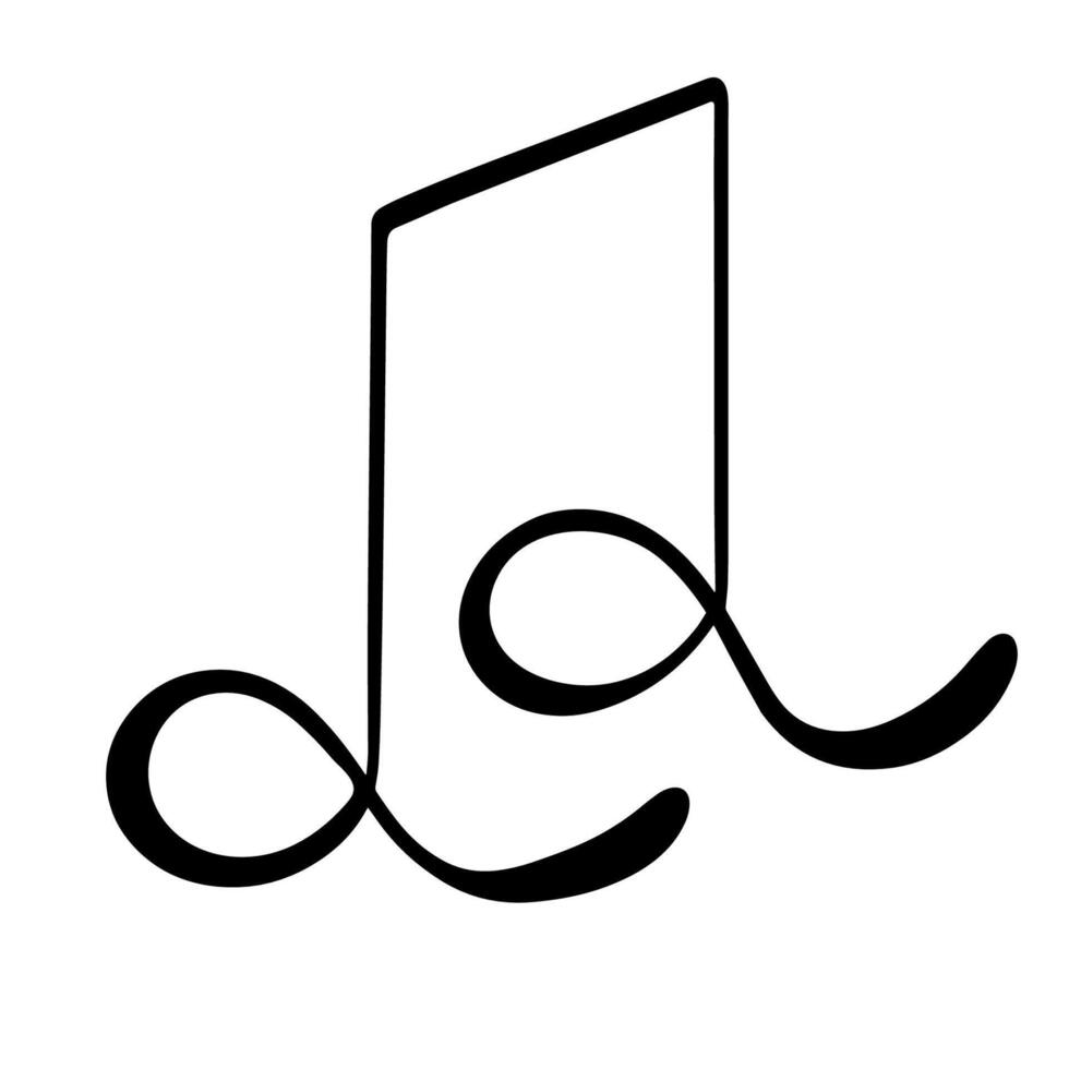music note melody sound isolated icon design black and white continuous one line drawing outline vector