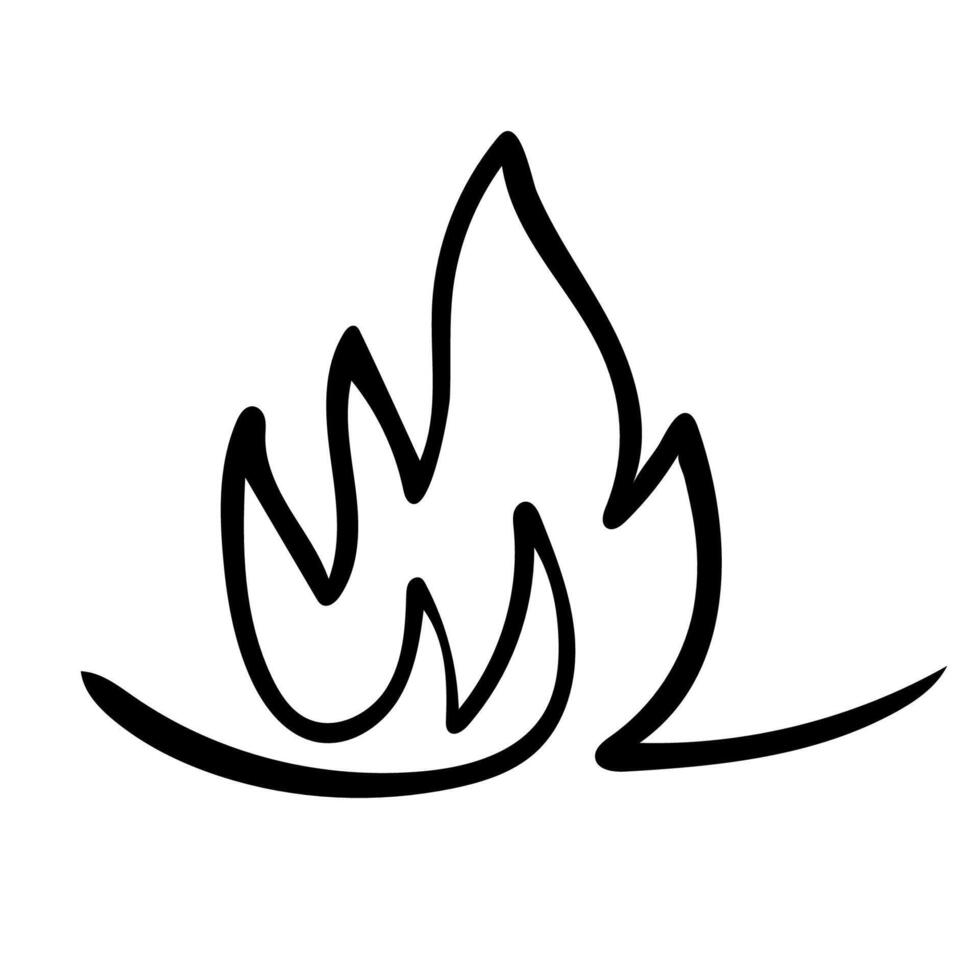 icon over white background, line style, Bon fire continuous one line drawing outline vector
