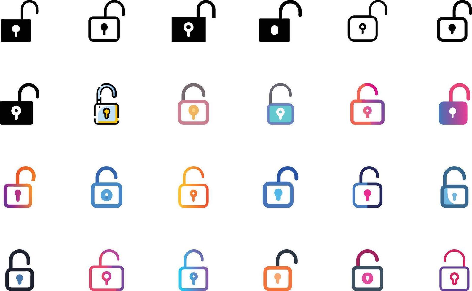 Unlock icon set vector