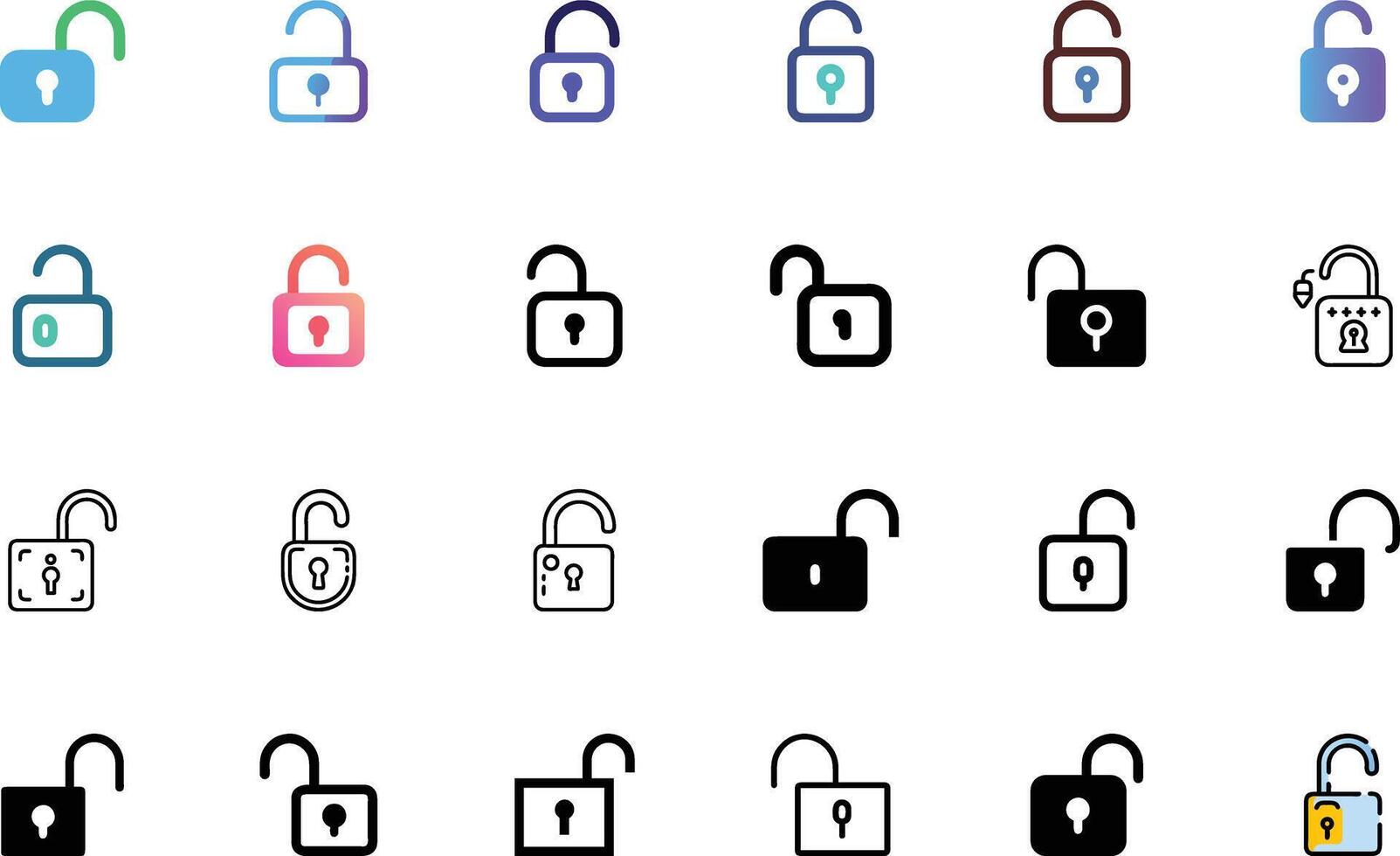 Unlock icon design set vector